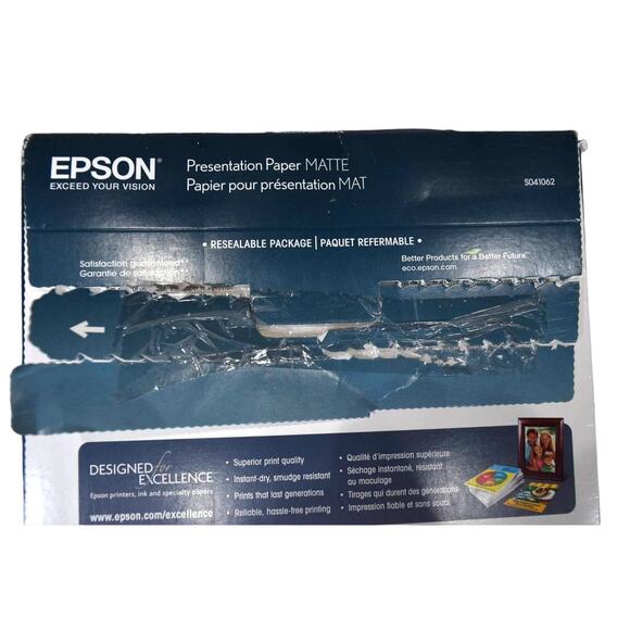 Epson Presentation Paper White Matte 27lb 100 pages 8.5"x11" Open Box Sealed Bag - Picture 3 of 7